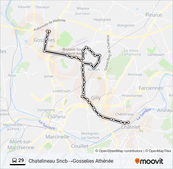 29 Route: Schedules, Stops & Maps - Chatelineau Sncb‎→Gosselies Athénée ...