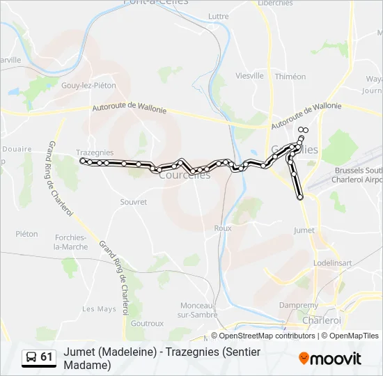 61 Bus Line Map