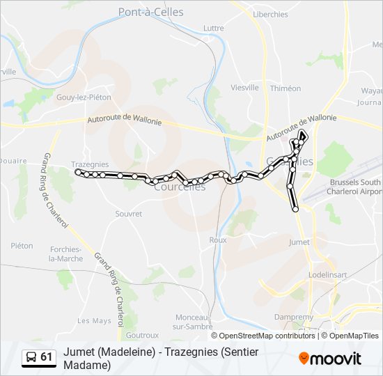 Plan de la ligne 61 de bus