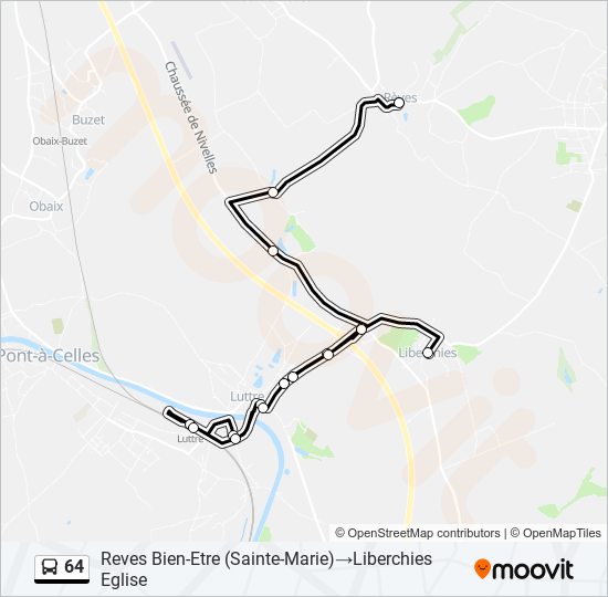 Plan de la ligne 64 de bus