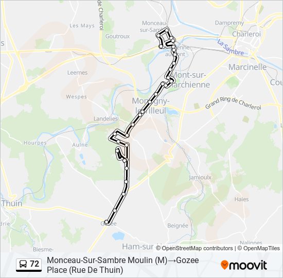 Plan de la ligne 72 de bus