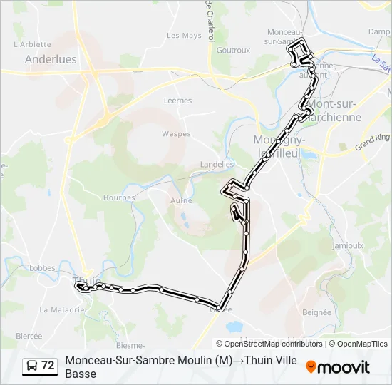 72 Bus Line Map