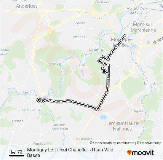 72 Bus Line Map