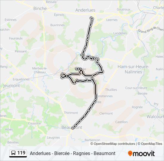 Plan de la ligne 119 de bus