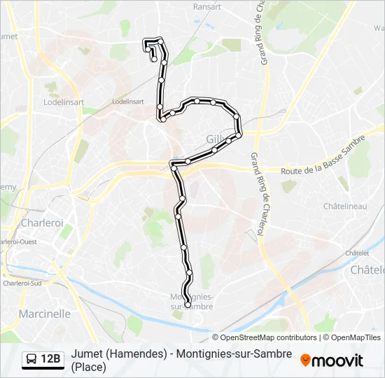 12B Bus Line Map