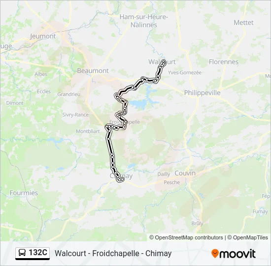 132C Bus Line Map