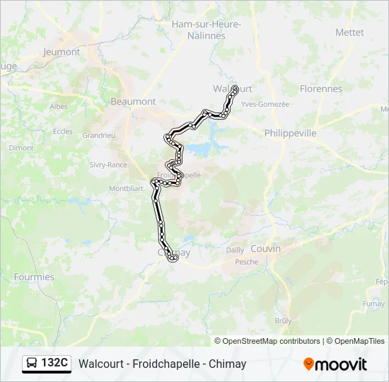 132C Bus Line Map