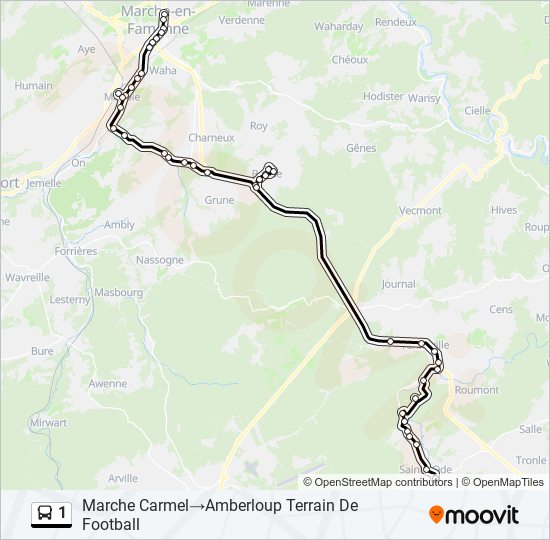 Plan de la ligne 1 de bus