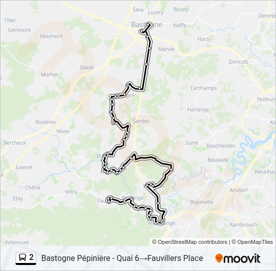 Plan de la ligne 2 de bus