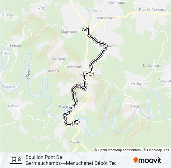 Plan de la ligne 8 de bus