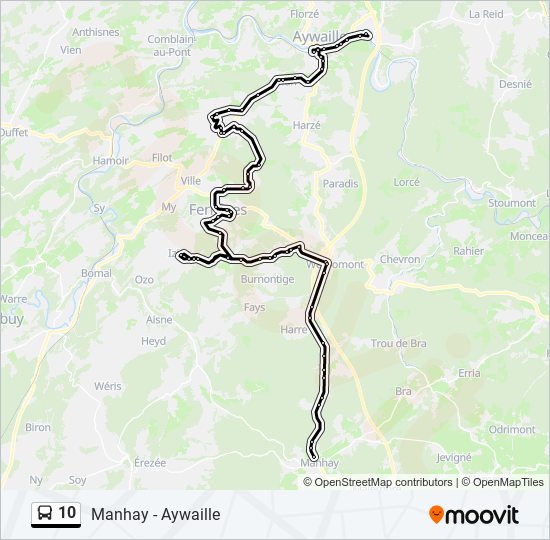 Plan de la ligne 10 de bus