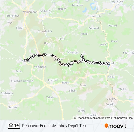 Plan de la ligne 14 de bus