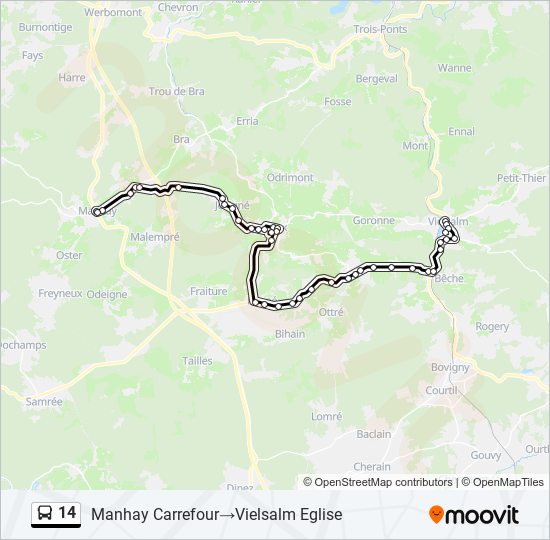 Plan de la ligne 14 de bus