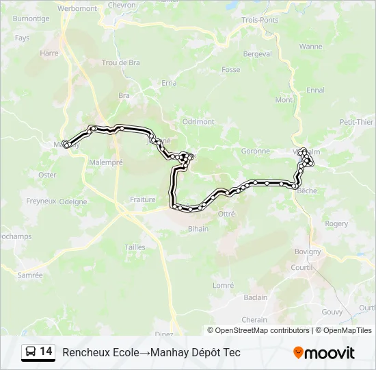 14 Bus Line Map