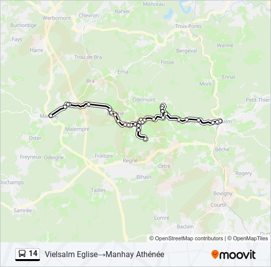 Plan de la ligne 14 de bus