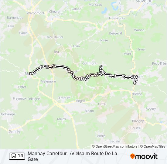 Plan de la ligne 14 de bus