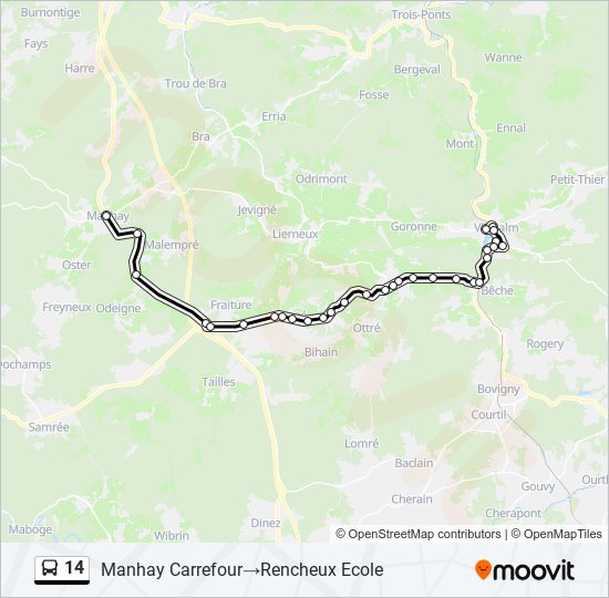 Plan de la ligne 14 de bus