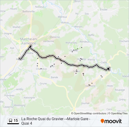 Plan de la ligne 15 de bus