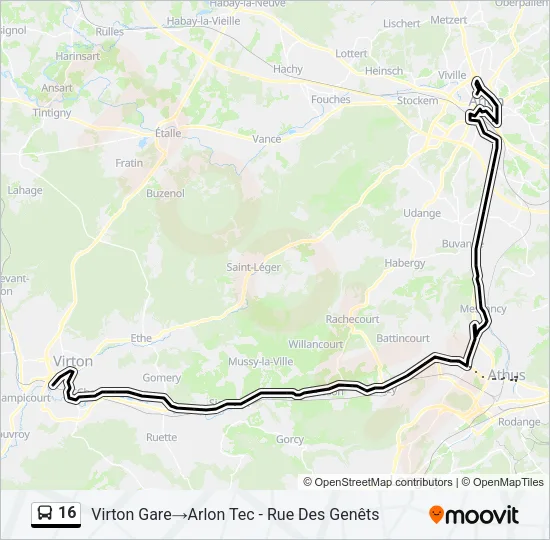 16 Bus Line Map