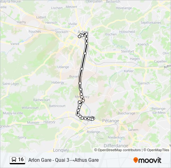 Plan de la ligne 16 de bus