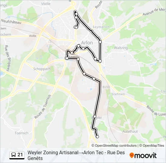 21 Bus Line Map