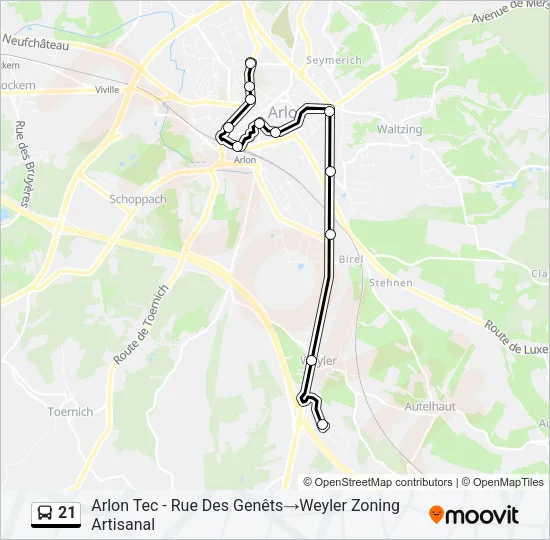 21 Bus Line Map