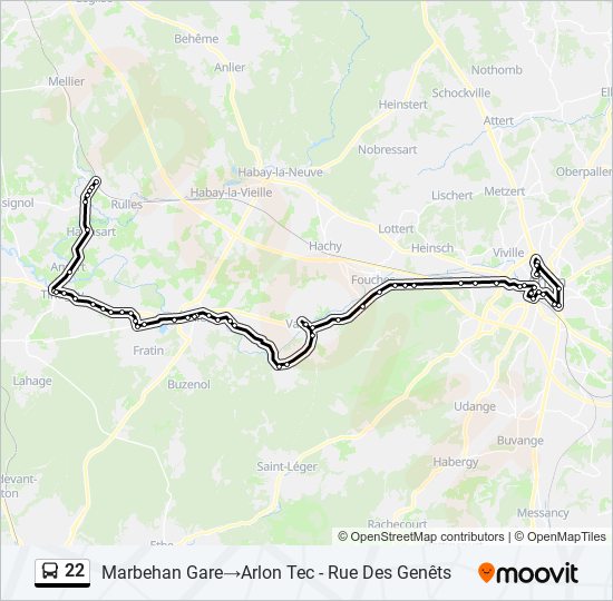 22 bus Line Map