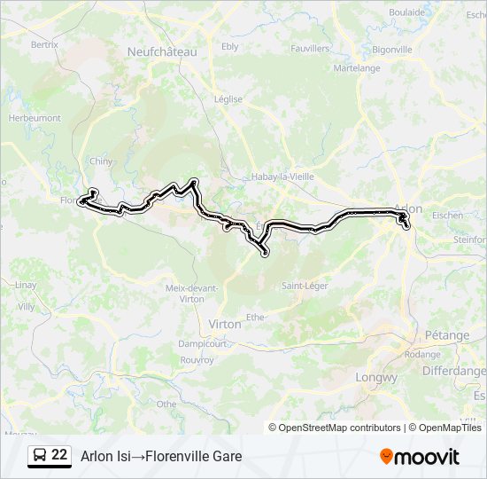 Plan de la ligne 22 de bus