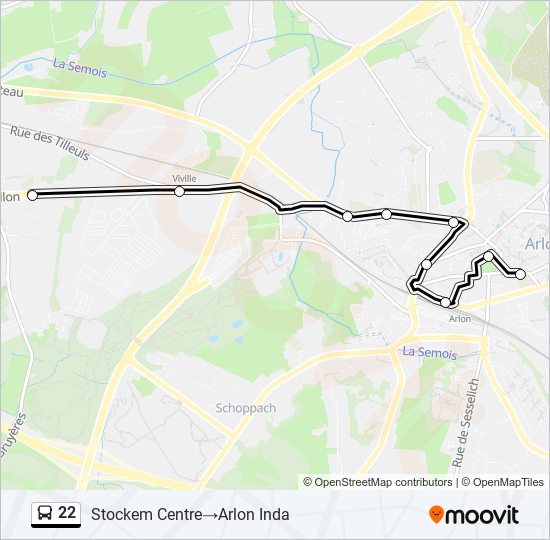 22 bus Line Map