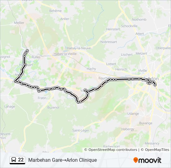 22 bus Line Map