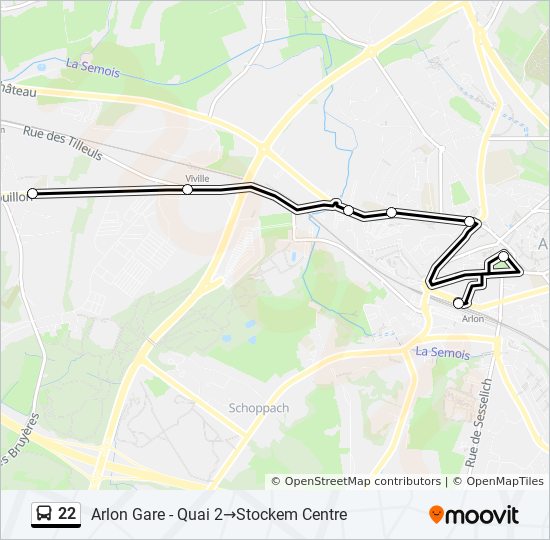 22 bus Line Map