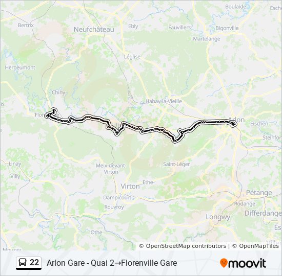 Plan de la ligne 22 de bus