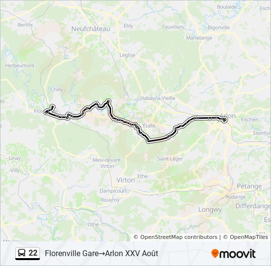 Plan de la ligne 22 de bus