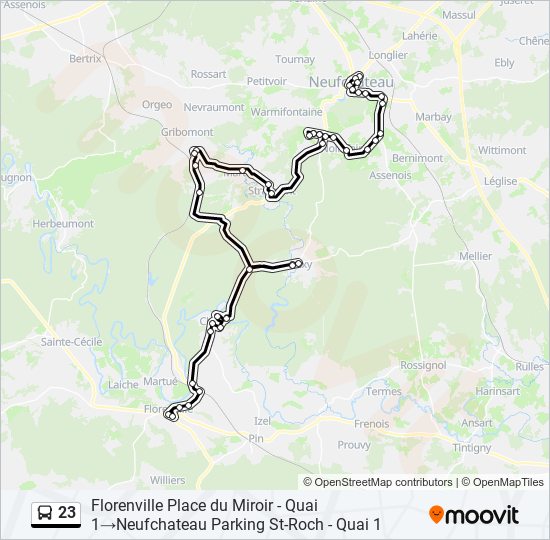 Plan de la ligne 23 de bus