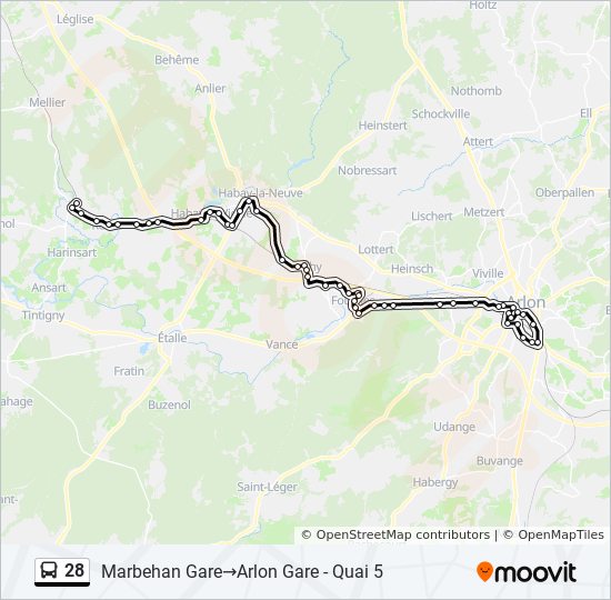 28 bus Line Map