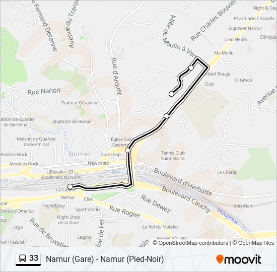 33 bus Line Map