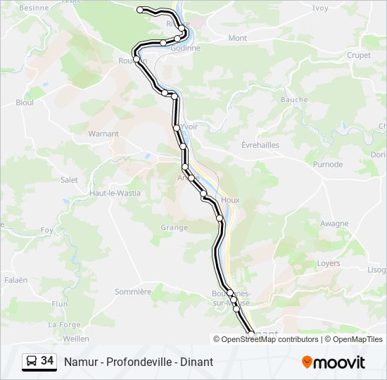 34 bus Line Map