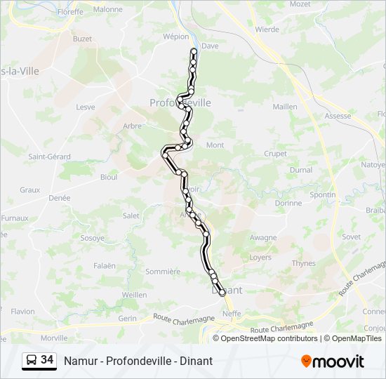 34 bus Line Map