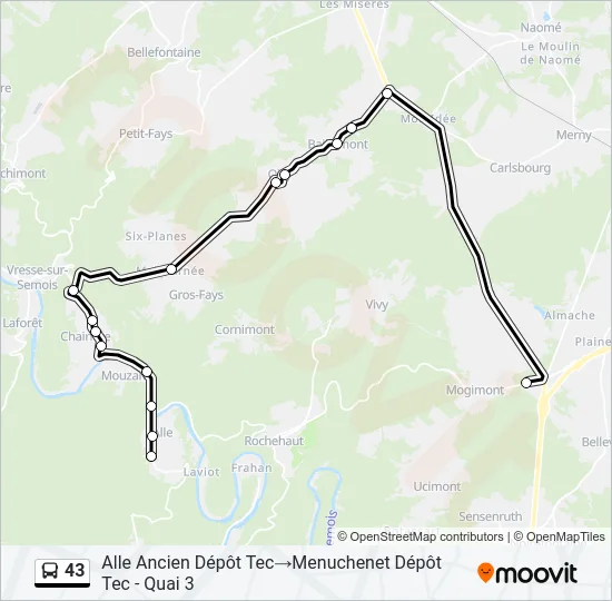 43 Bus Line Map
