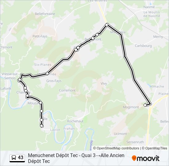 43 bus Line Map