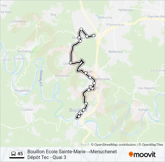 45 Bus Line Map