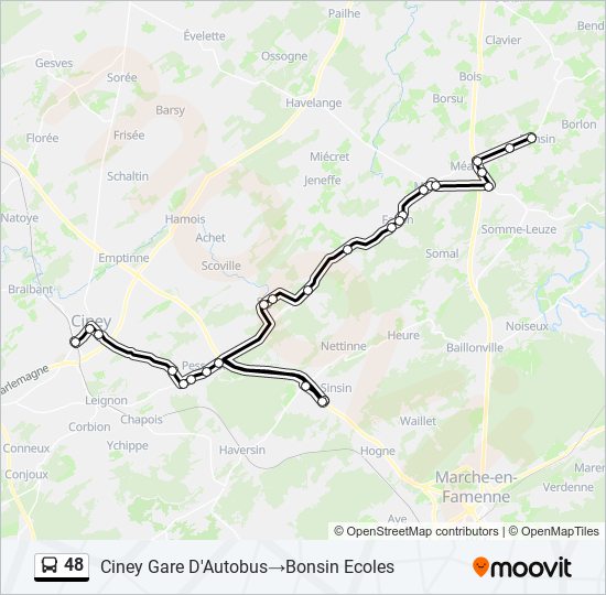 Plan de la ligne 48 de bus