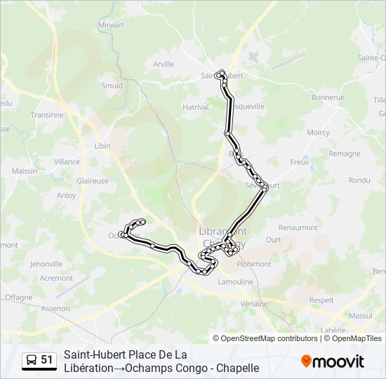 Plan de la ligne 51 de bus