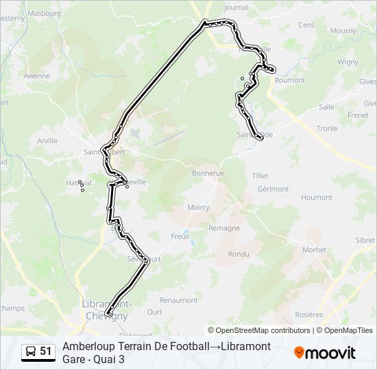 Plan de la ligne 51 de bus