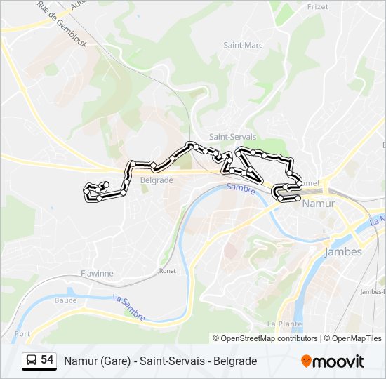 Plan de la ligne 54 de bus