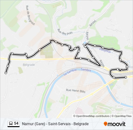 Plan de la ligne 54 de bus