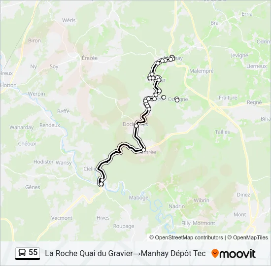 55 Bus Line Map