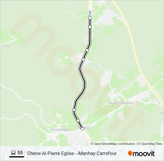 55 Bus Line Map