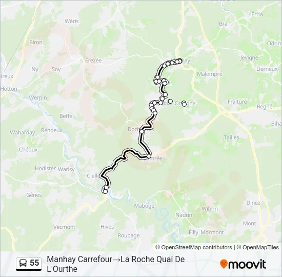 55 Bus Line Map