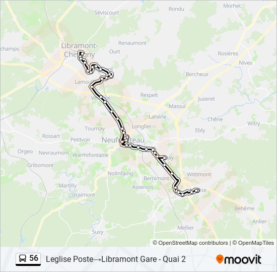 Plan de la ligne 56 de bus